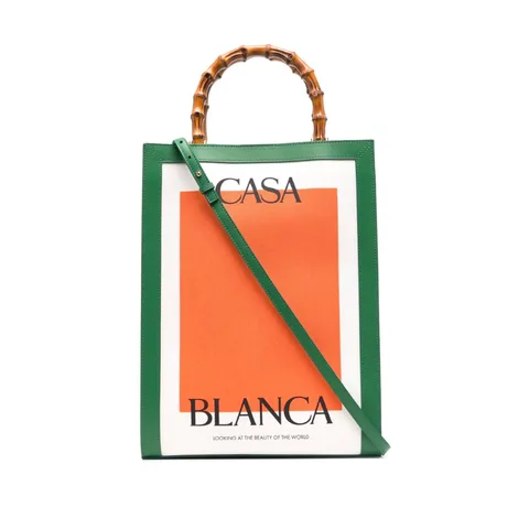 Casablanca Canvas Tote Bag Bamboo Handle