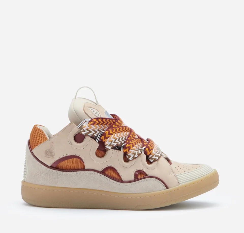 Leather Curb Sneakers Pale Pink, Mango